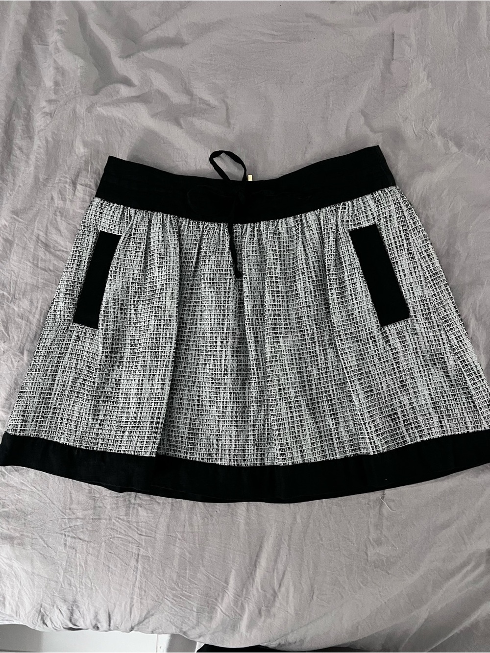 Banana Republic Black and White Textured Skater Skirt